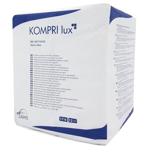 Comprese din tifon, nesterile, KOMPRI lux, 10 cm X 10 cm, 100 buc., 12 pliuri